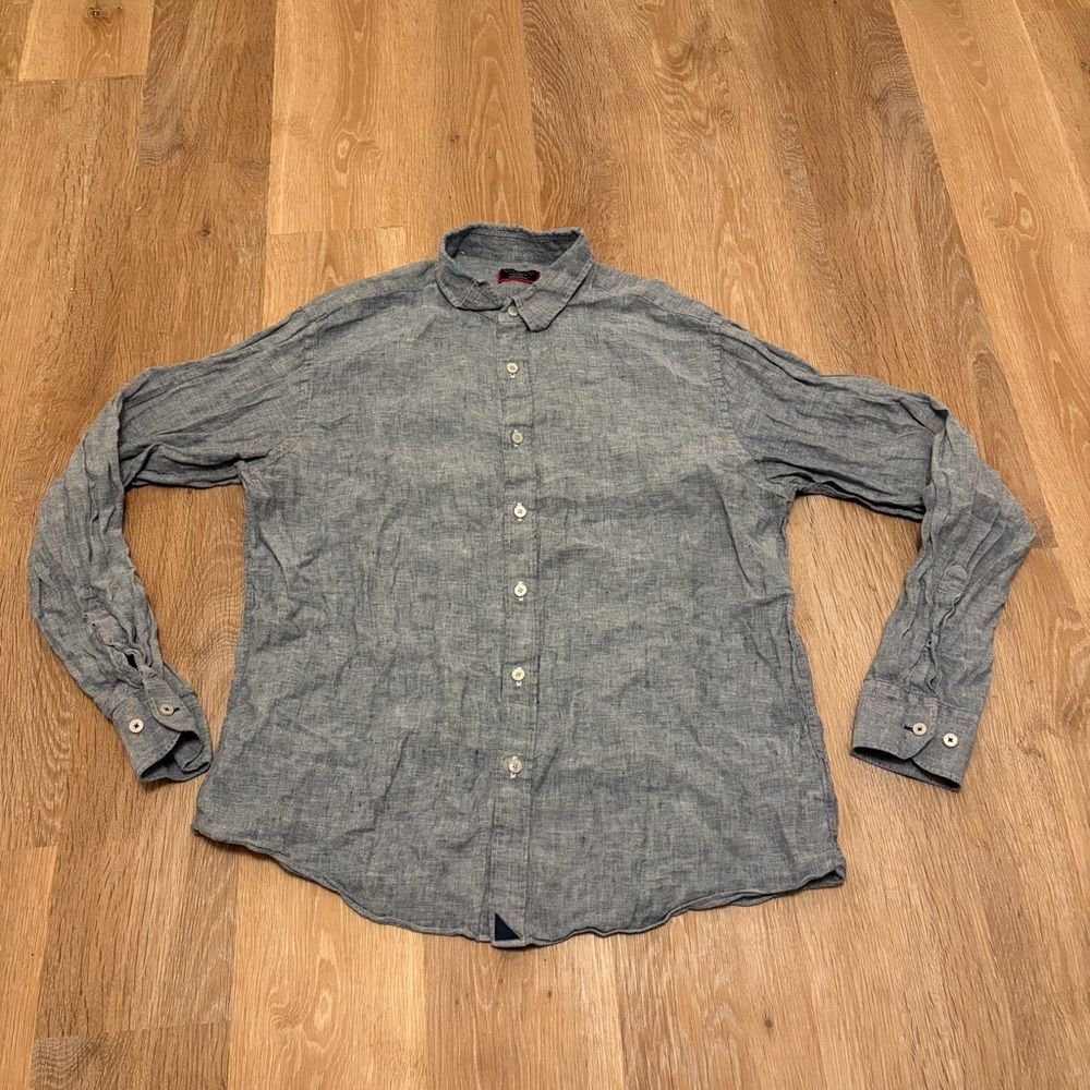 Untuckit Strauss’s WR Linen Button Up Men’s Large Long Sleeve Beach Outdoor
